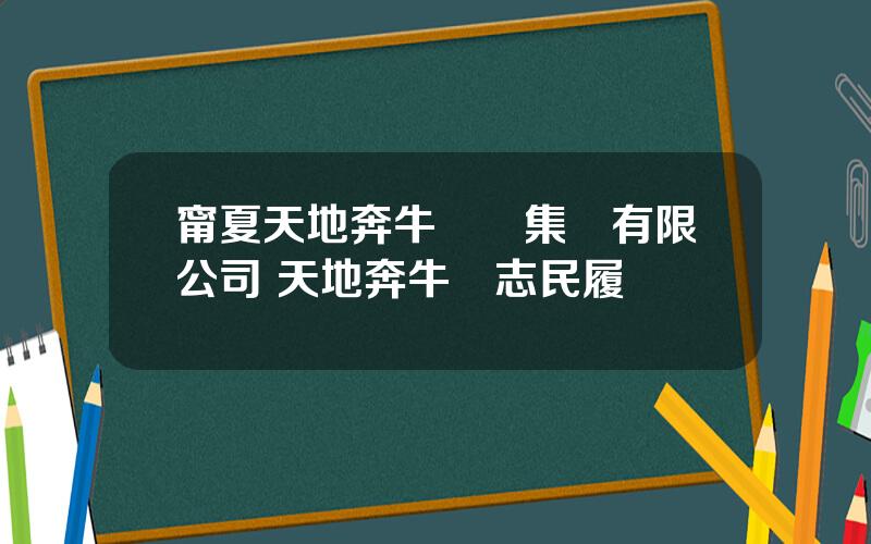 甯夏天地奔牛實業集團有限公司 天地奔牛閆志民履歷